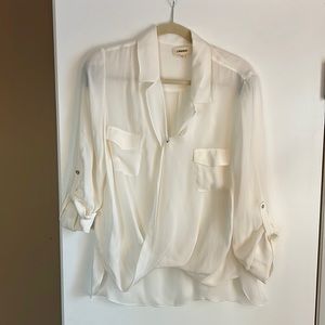 L’AGENCE Phoenix Surplice Silk Shirt in Ivory